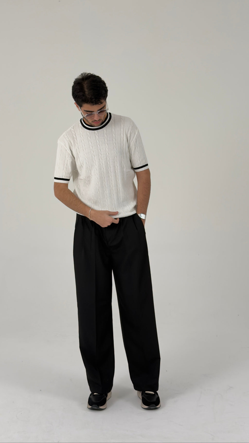 Pique Crewneck with Contrast Trim