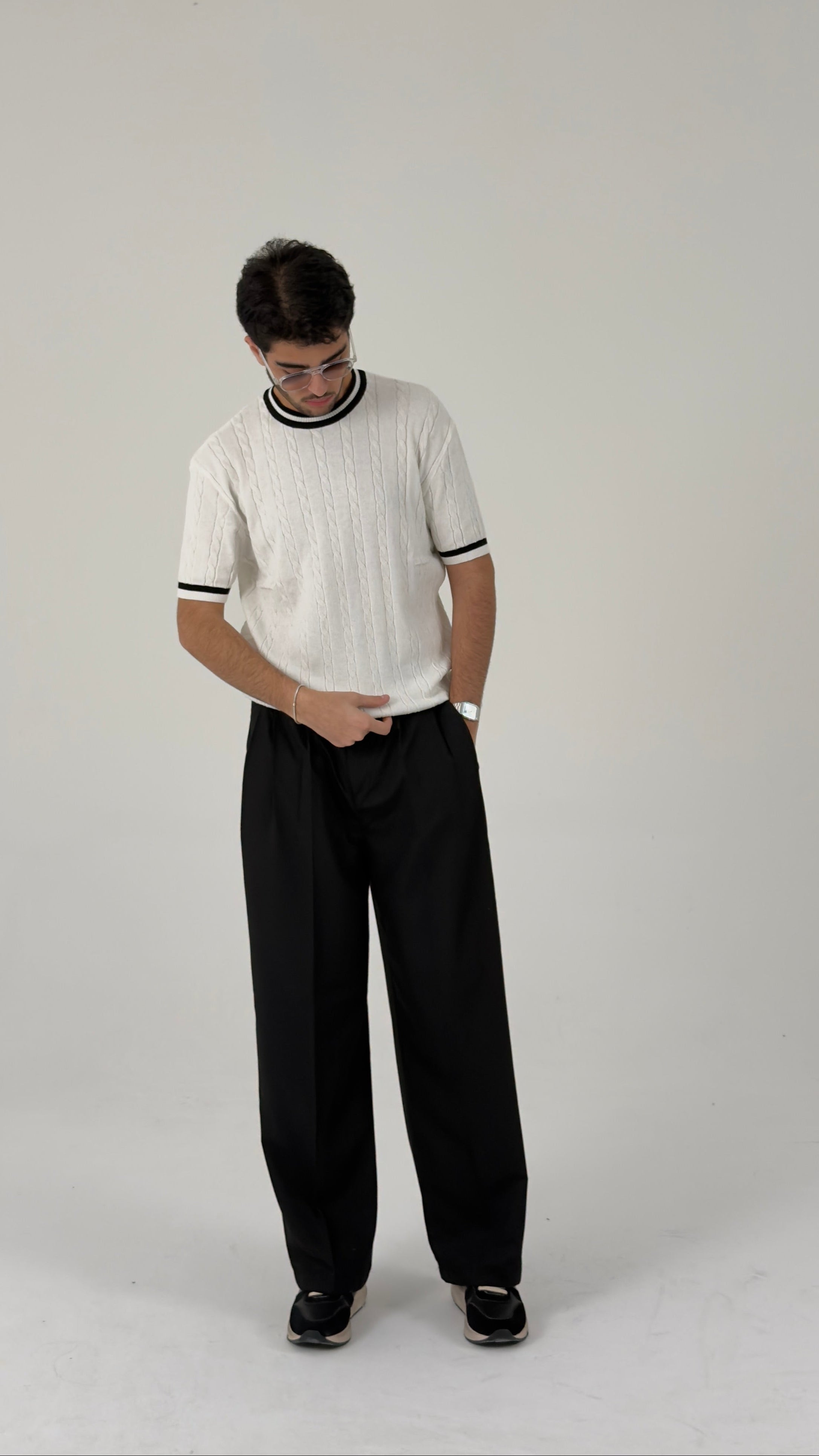 Pique Crewneck with Contrast Trim