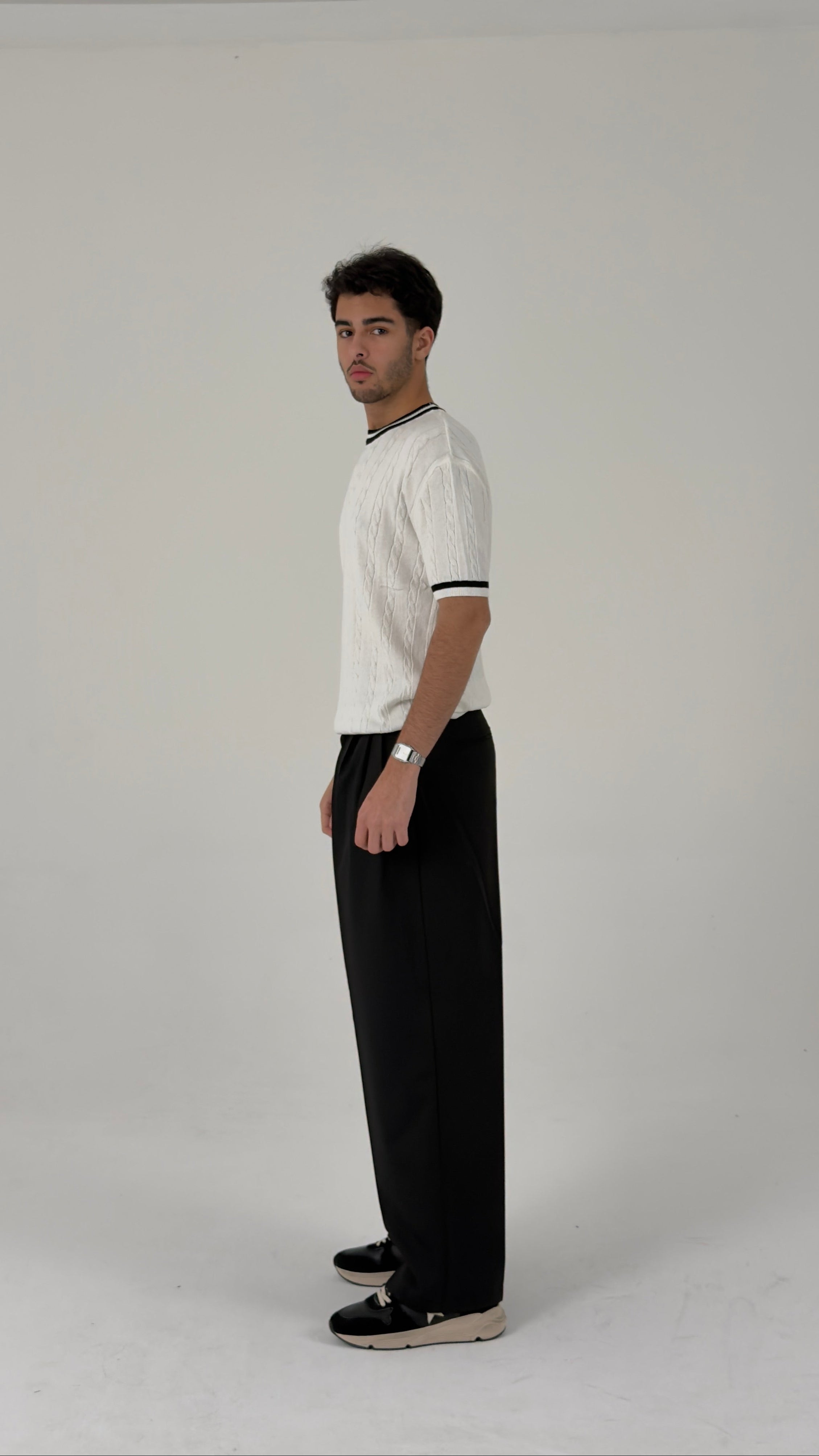 Pique Crewneck with Contrast Trim