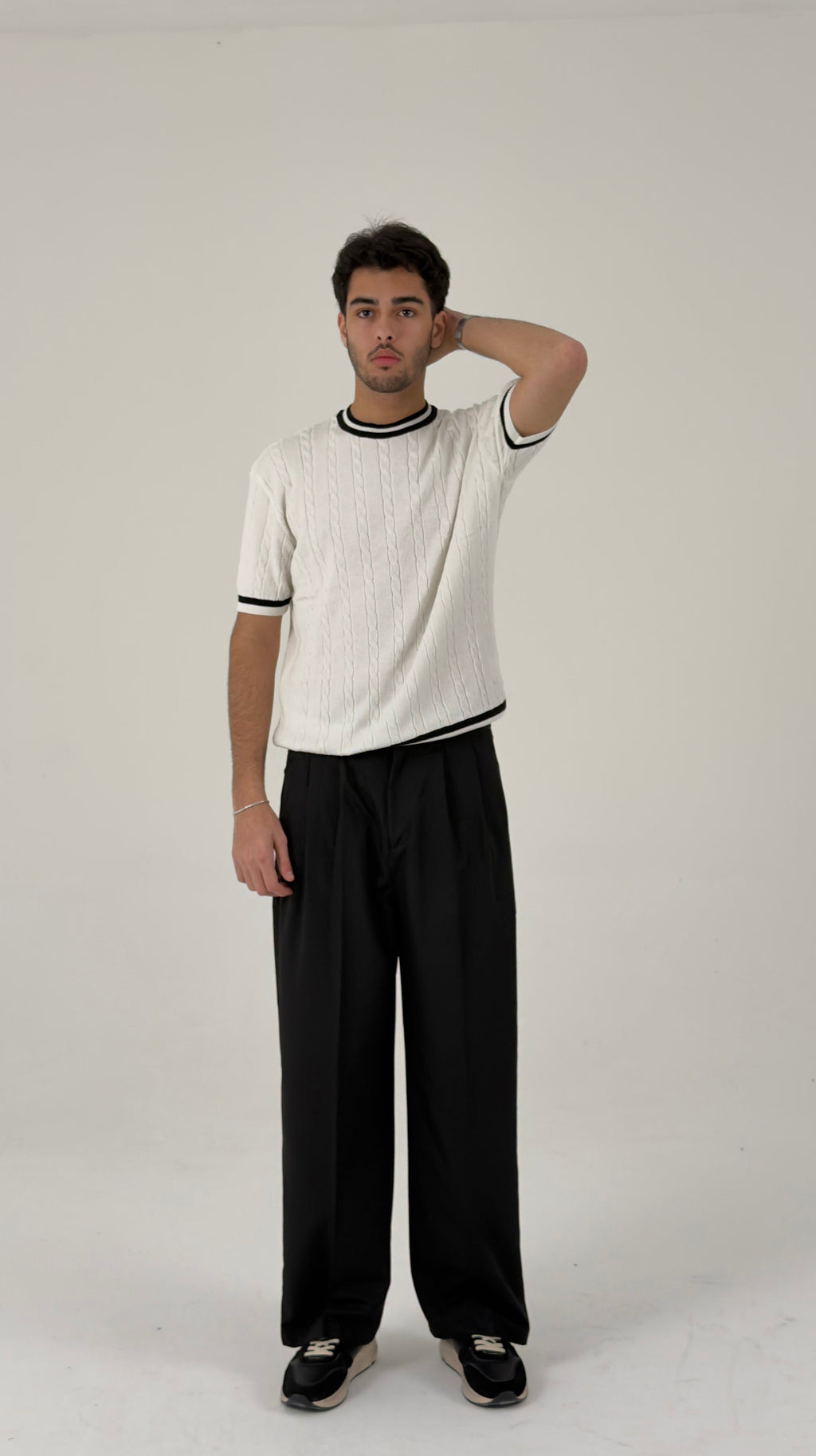Pique Crewneck with Contrast Trim
