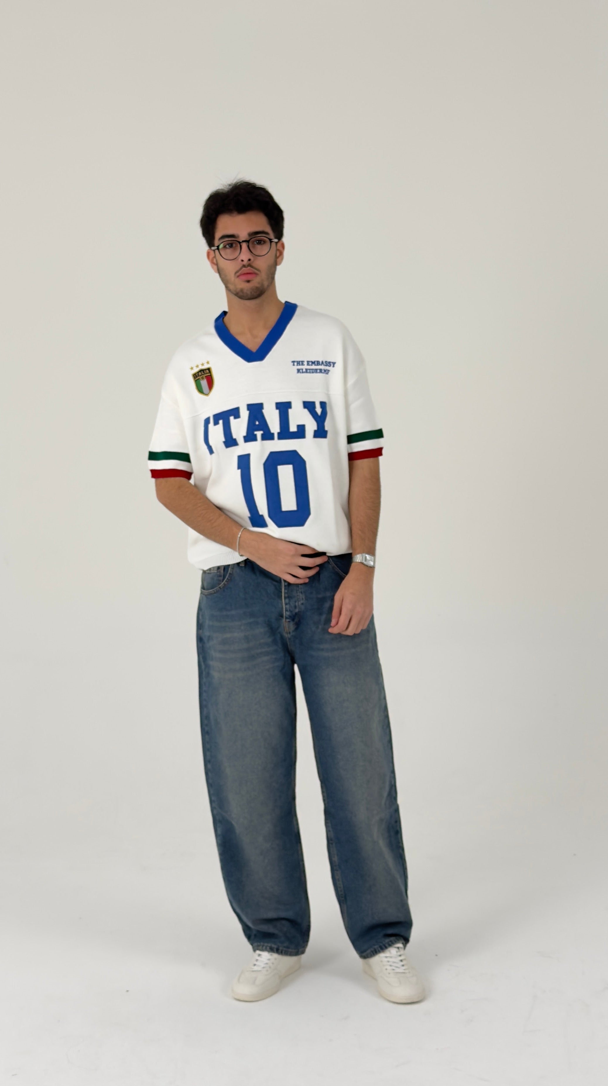 Vintage-Style Italy #10 Blokecore Jersey in White