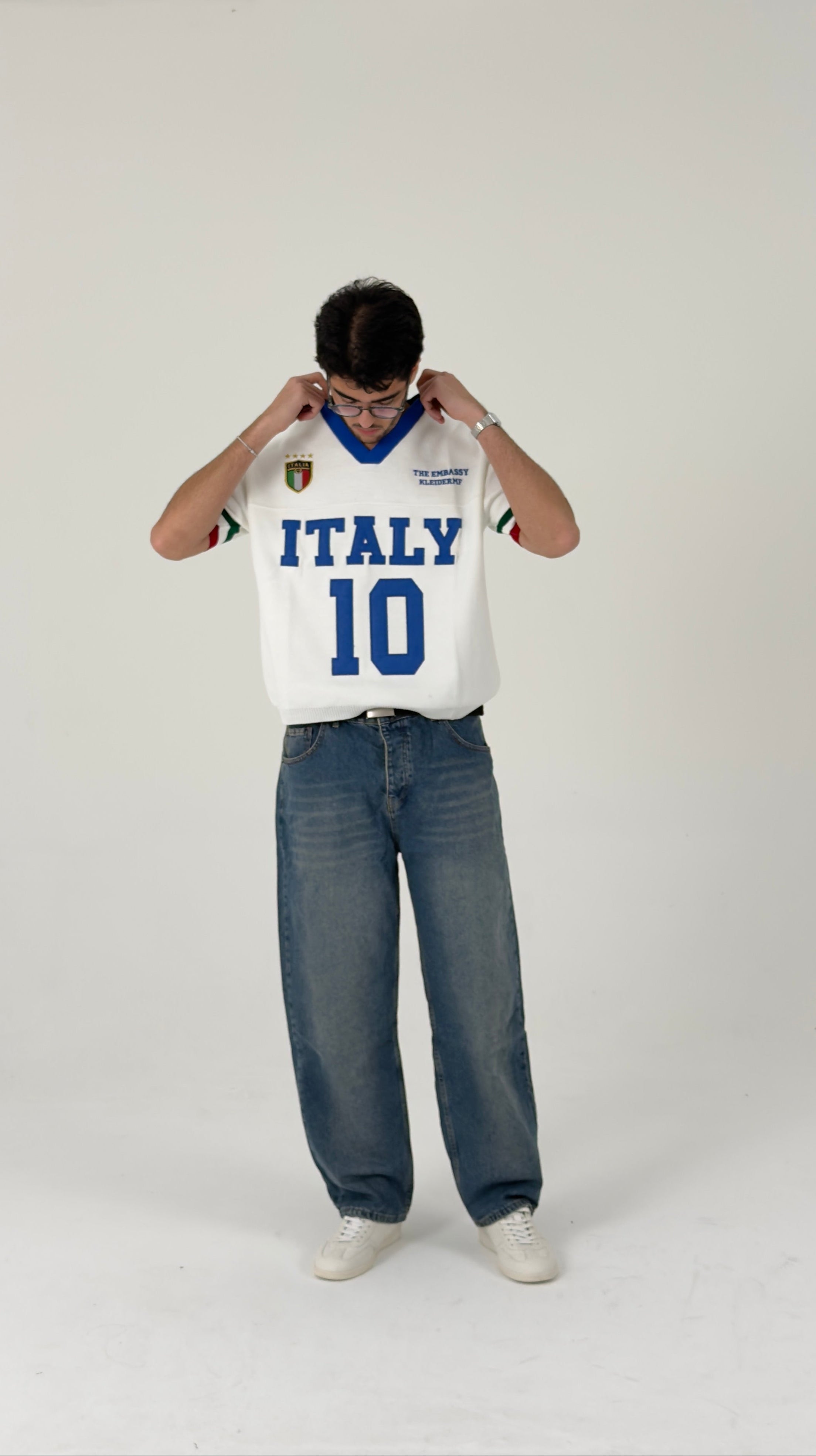 Vintage-Style Italy #10 Blokecore Jersey in White