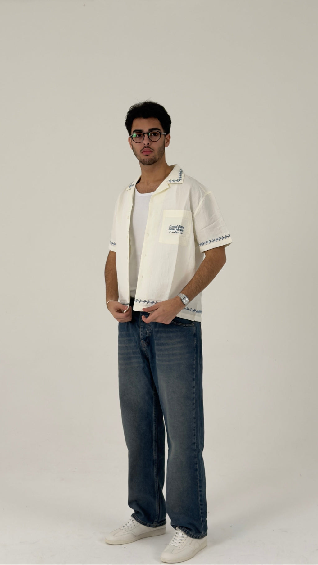 White camp shirt