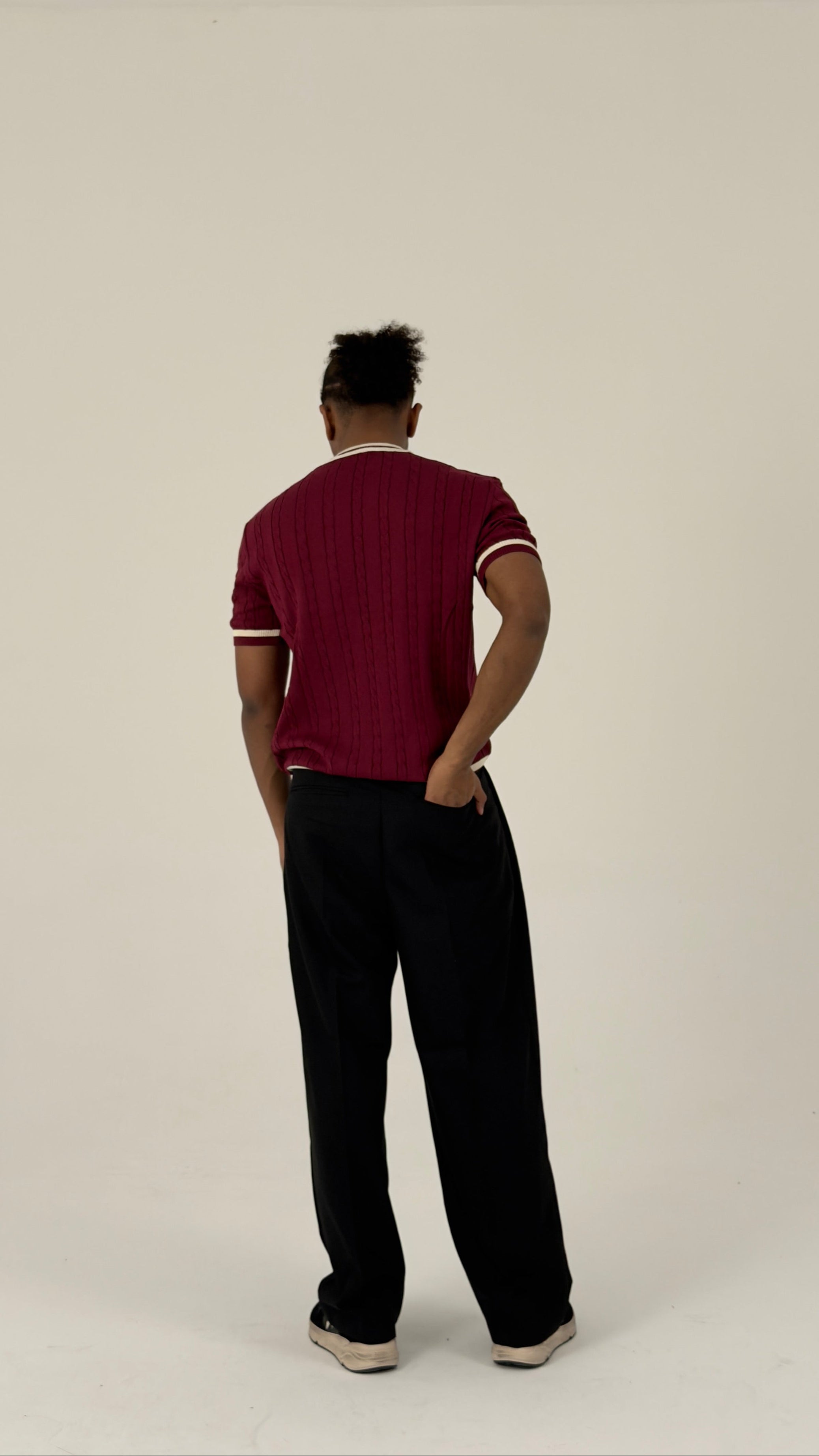 Burgundy Cable Knit Tee