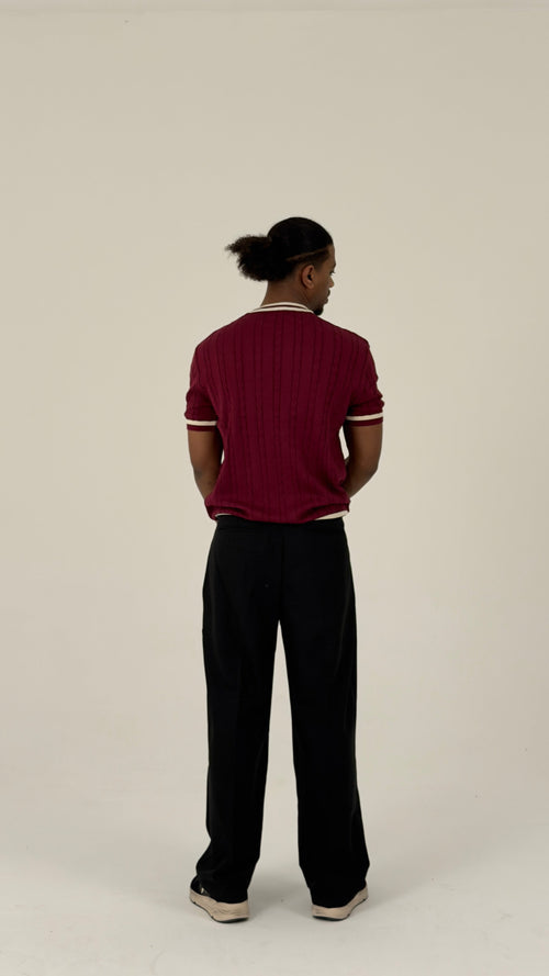 Burgundy Cable Knit Tee