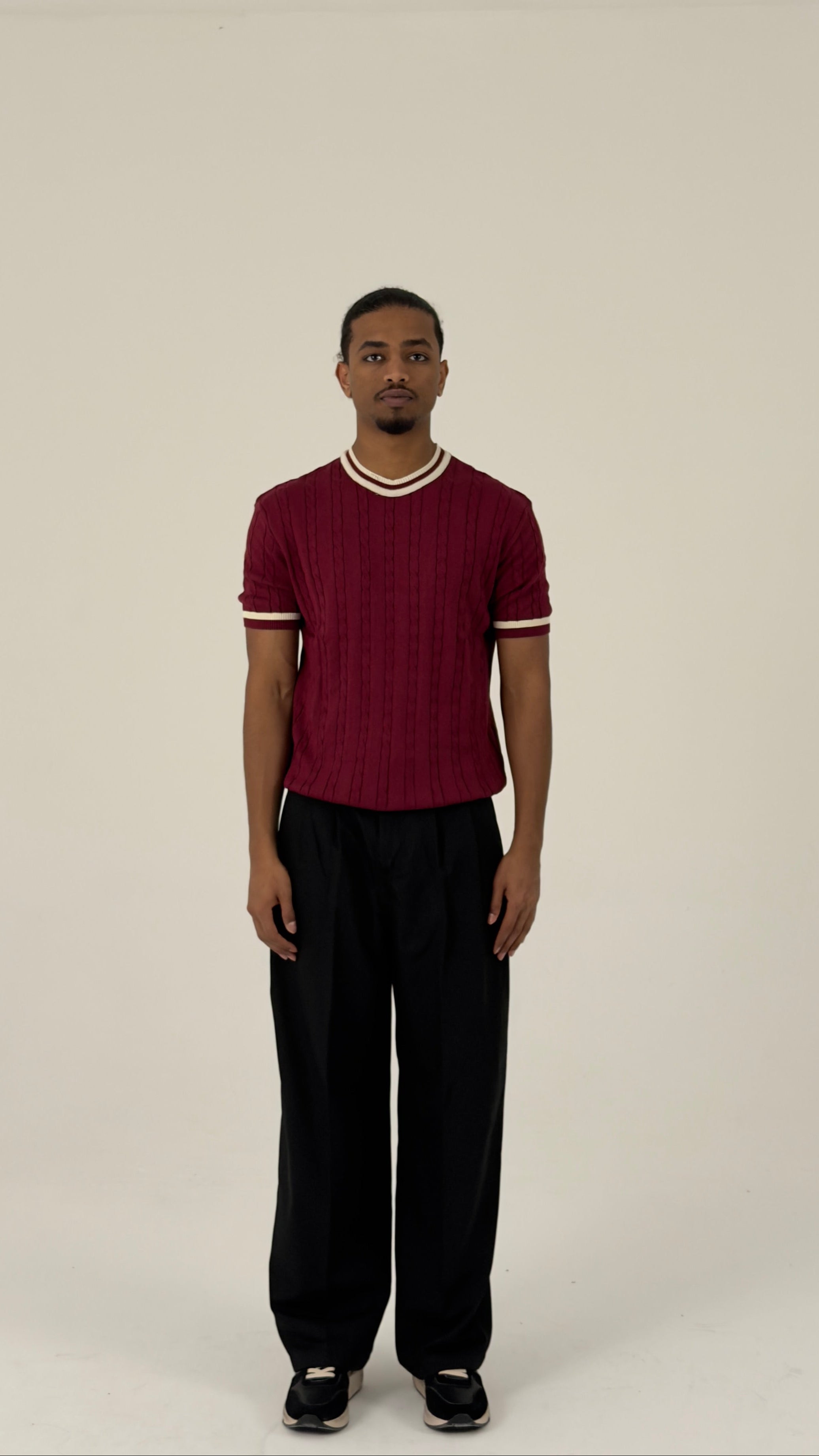 Burgundy Cable Knit Tee