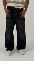 Black Baggy Jeans with Front Seam