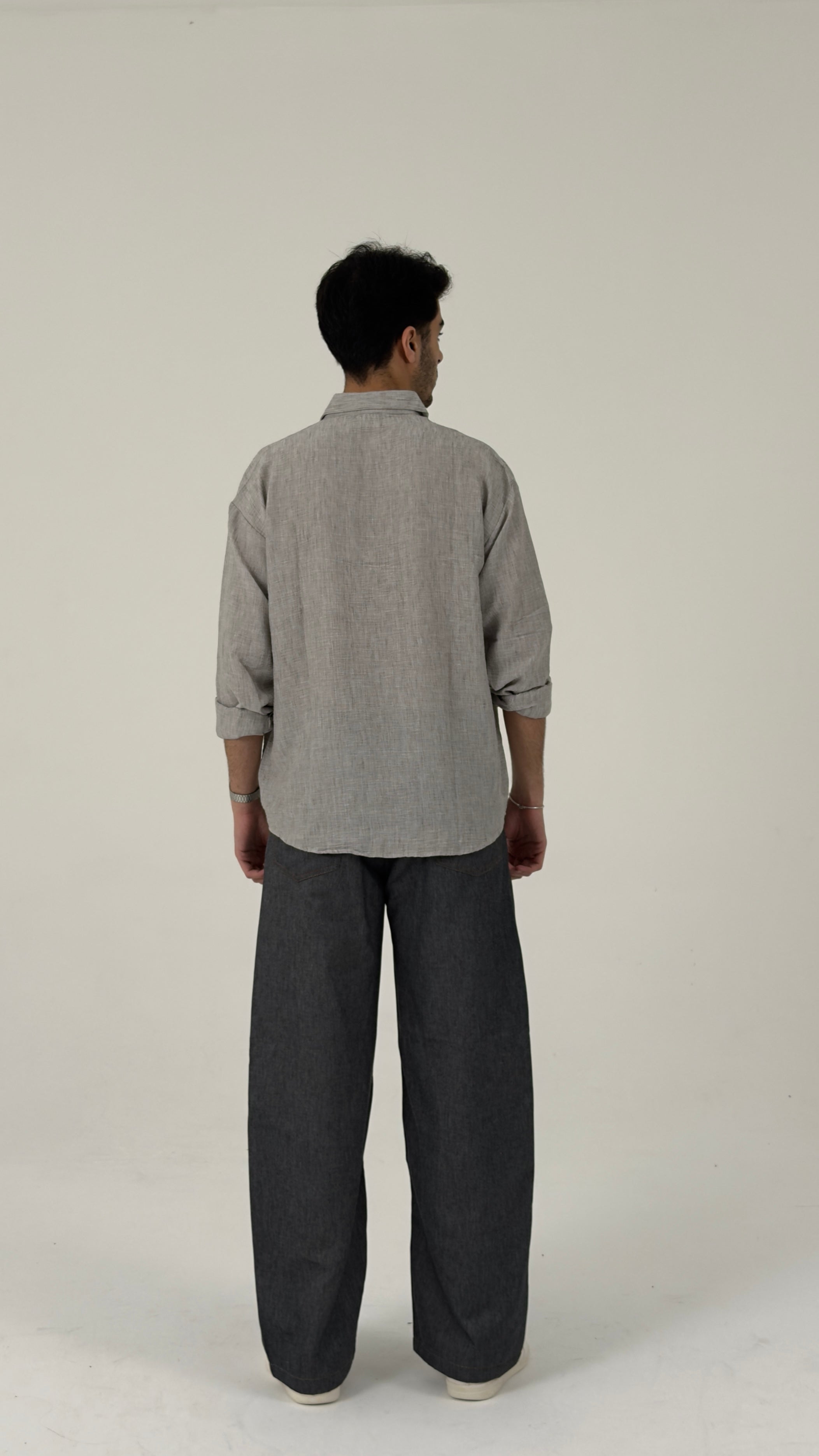 Relaxed-Fit Textured Shirt in Stone Grey